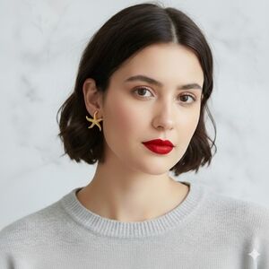 Stainless Steel Gold Starfish Earrings